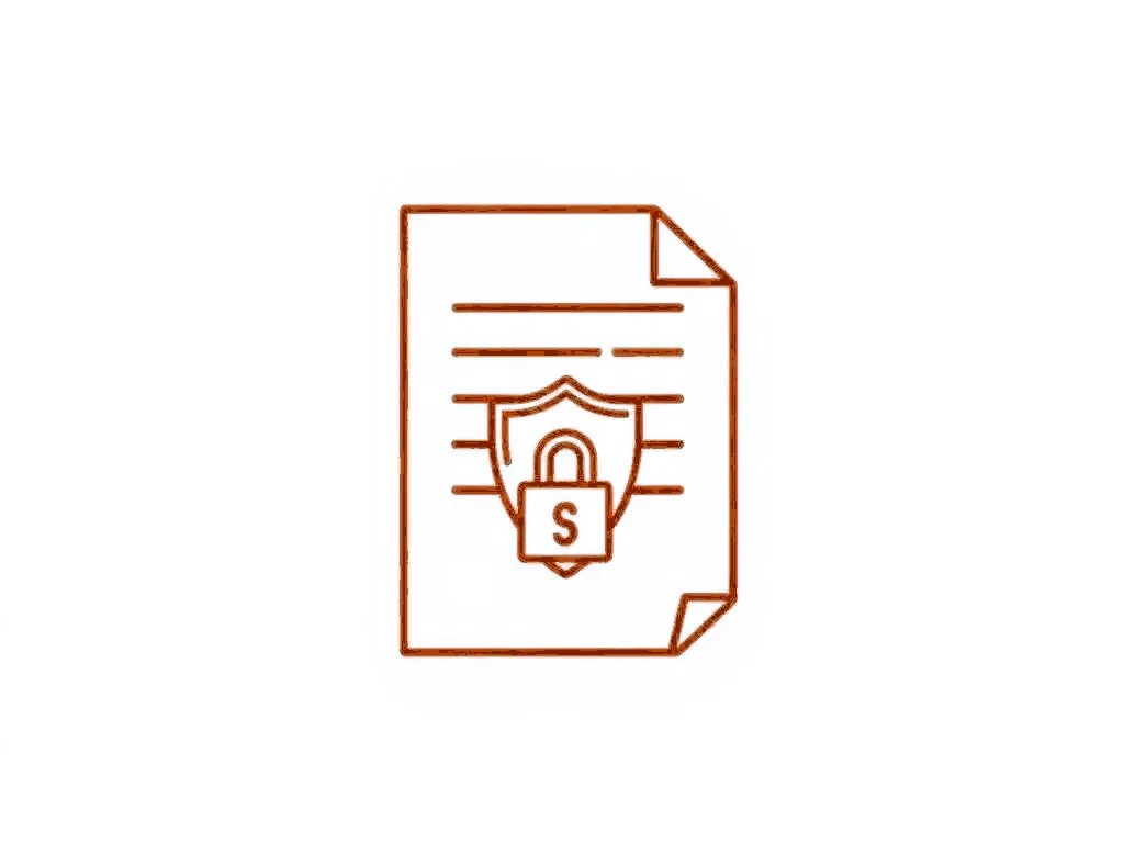 Document with a shield and lock.