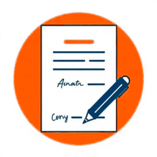Signed agreement document with a pen.